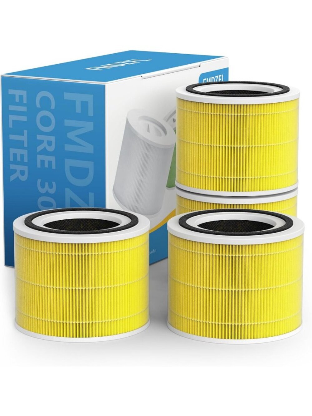 3-in-1 HEPA & Activated Carbon Filters for Air Purifiers - 4-Pack Replacement